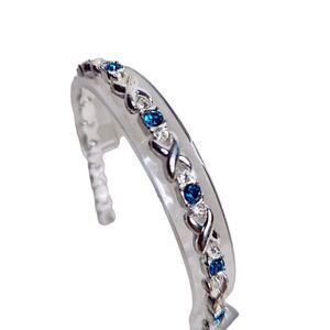 Womens Jewelry Silver Tone Blue Topaz & Cubic Zirconia Tennis Bracelet